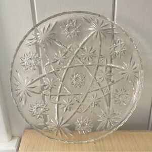 JUST IN Vintage Clear Glass Serving Platter Plate Party Holiday Elegant Heavy